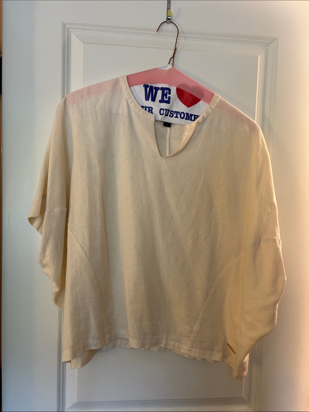 Relaxed Cream Short-Sleeve Blouse